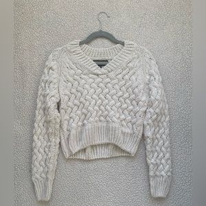 Kendall and Kylie Cropped White Chunky Sweater